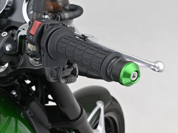 Aluminum Billet Mid-Weight Bar End High Dish M8 Type Green for KAWASAKI