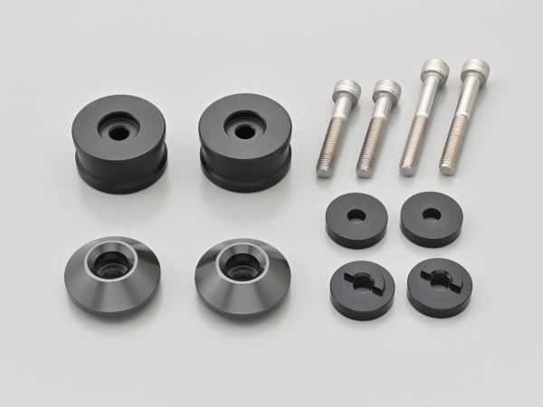Aluminum Billet Mid-Weight Bar Ends, High Dish M6 Type, Gunmetal, for HONDA motorcycles