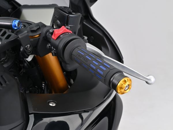 アルミビレット ミドルウェイトバーエンド ファインカット M6タイプ ゴールド YAMAHA車
