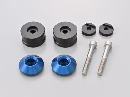 Aluminum Billet Mid-Weight Bar End High Dish M6 Type Blue for Yamaha