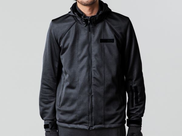 DJ-025 ライトウェイトフルメッシュパーカー ブラック/レッド