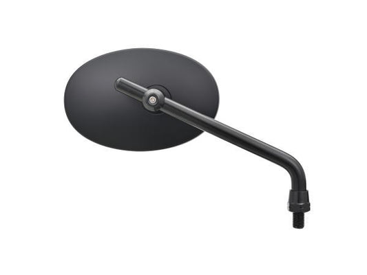 High Visibility Mirror Rod Type Oval Low Type Black M10 Reverse Thread Left/Right Compatible, 1 Piece