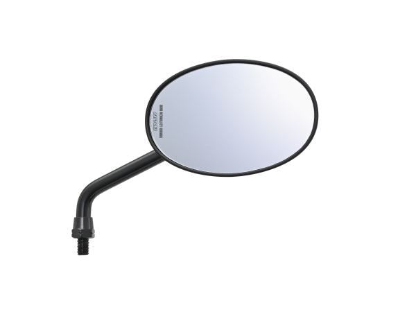 High Visibility Mirror Rod Type Oval Low Type Black M10 Reverse Thread Left/Right Compatible, 1 Piece