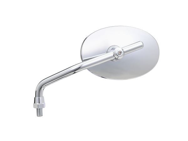 Hi-Viz Mirror 2-Bend Rod Oval Chrome Plated M10 Right Hand Thread Left Side Single Mirror