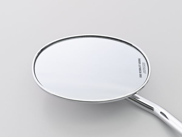 Hi-Viz Mirror 2-Bend Rod Oval Chrome Plated M10 Right Hand Thread Left Side Single Mirror