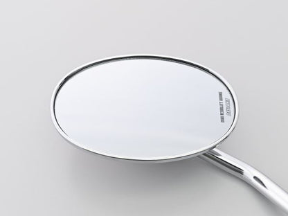 Hi-Viz Mirror 2-Bend Rod Oval Chrome Plated M10 Right Hand Thread Left Side Single Mirror