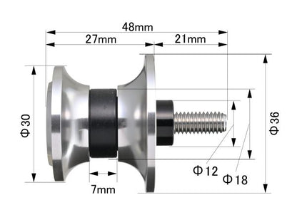 Swingarm Spools Nylon Grip M6 Silver