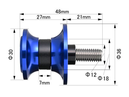 Swing Arm Spools Nylon Grip M8 Blue