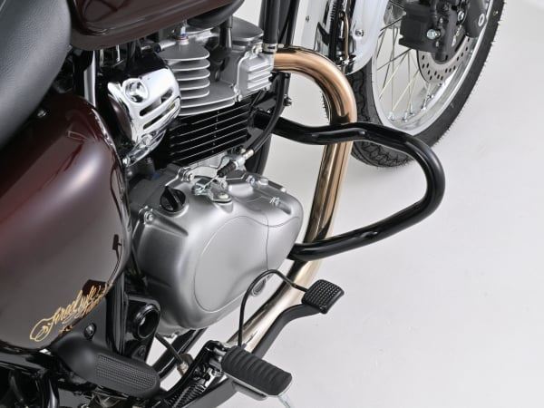 Pipe Engine Guard, Gloss Black, Pipe Diameter Φ25.4, Left and Right Set, MEGURO S1 W230