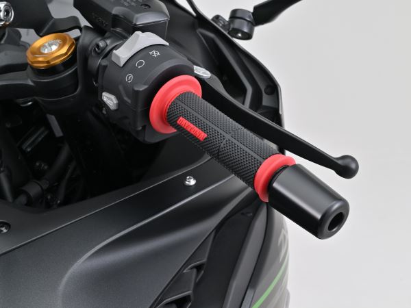 Grippy Grip GG-DUAL-BASE2 Through-hole Ends Black/Red, 123mm Length, for Φ22.2 Handlebars