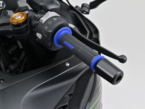 Grippy Grip GG-DUAL-BASE2 Through-hole End Black/Blue Length 123mm For Φ22.2 Handlebars