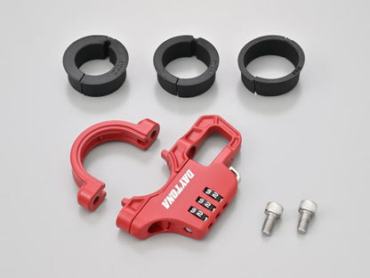 スレンダーヘルメットロック ダイヤルタイプ レッド 幅12mm