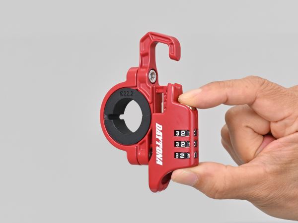スレンダーヘルメットロック ダイヤルタイプ レッド 幅12mm