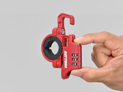 スレンダーヘルメットロック ダイヤルタイプ レッド 幅12mm