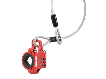 スレンダーヘルメットロック ダイヤルタイプ ケーブル付き レッド 幅12mm