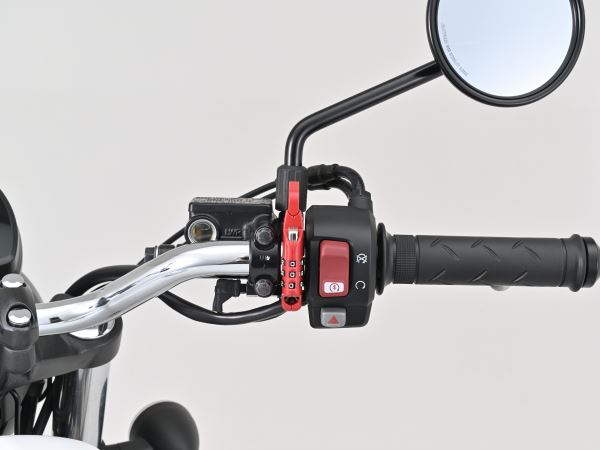 スレンダーヘルメットロック ダイヤルタイプ ケーブル付き レッド 幅12mm