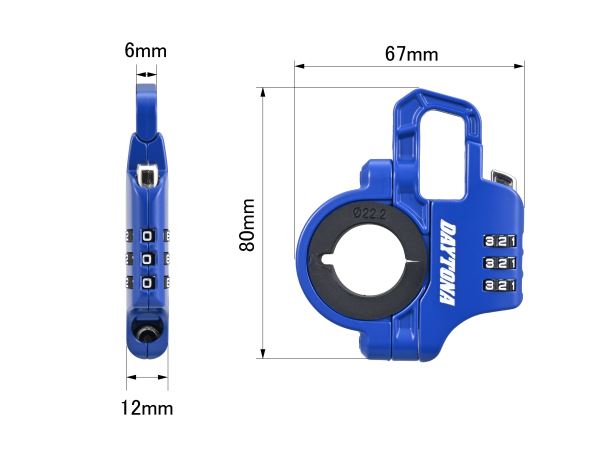スレンダーヘルメットロック ダイヤルタイプ ブルー 幅12mm