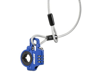 スレンダーヘルメットロック ダイヤルタイプ ケーブル付き ブルー 幅12mm