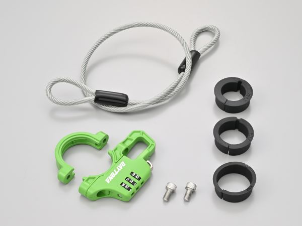 スレンダーヘルメットロック ダイヤルタイプ ケーブル付き グリーン 幅12mm
