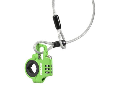 スレンダーヘルメットロック ダイヤルタイプ ケーブル付き グリーン 幅12mm