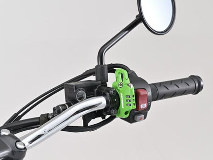 スレンダーヘルメットロック ダイヤルタイプ ケーブル付き グリーン 幅12mm