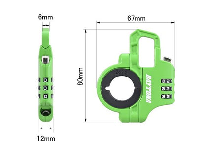 スレンダーヘルメットロック ダイヤルタイプ ケーブル付き グリーン 幅12mm
