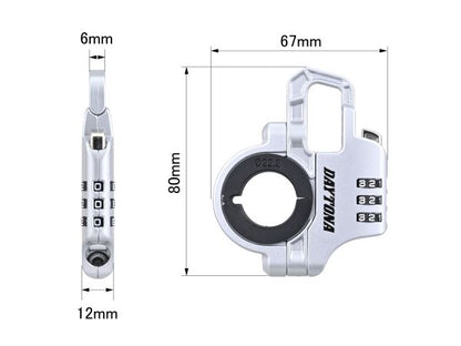 スレンダーヘルメットロック ダイヤルタイプ シルバー 幅12mm