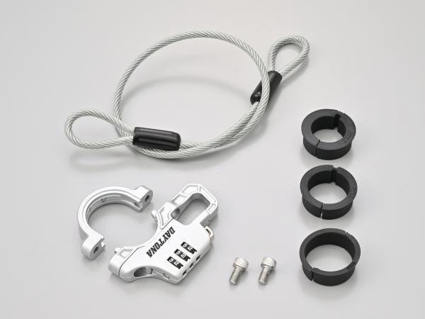 スレンダーヘルメットロック ダイヤルタイプ ケーブル付き シルバー 幅12mm