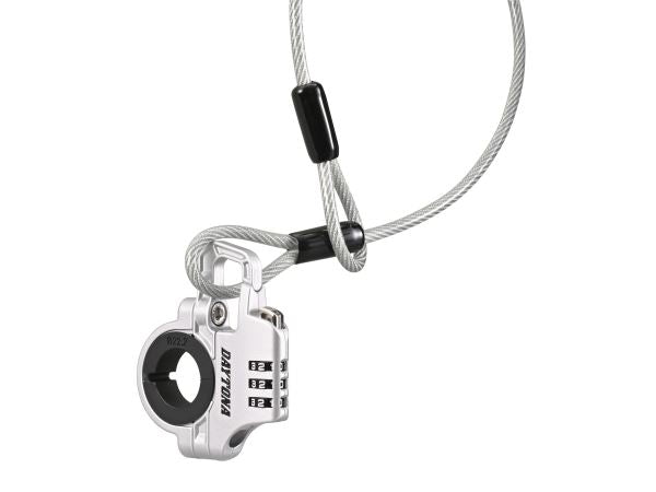 スレンダーヘルメットロック ダイヤルタイプ ケーブル付き シルバー 幅12mm