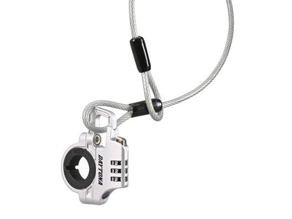 スレンダーヘルメットロック ダイヤルタイプ ケーブル付き シルバー 幅12mm