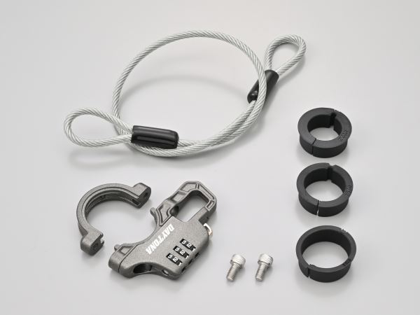 スレンダーヘルメットロック ダイヤルタイプ ケーブル付き グレー 幅12mm