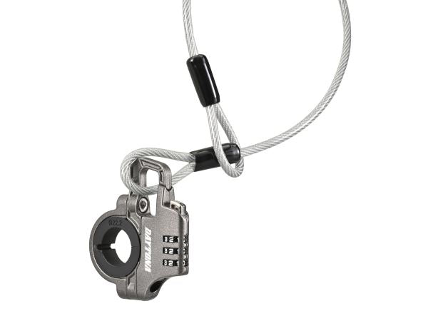 スレンダーヘルメットロック ダイヤルタイプ ケーブル付き グレー 幅12mm