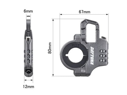 スレンダーヘルメットロック ダイヤルタイプ ケーブル付き グレー 幅12mm