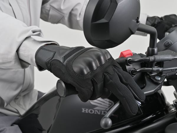 DG-035 レザーメッシュグローブ ブラック
