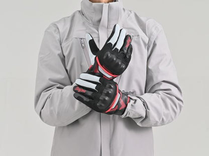 DG-035 レザーメッシュグローブ ブラックホワイトレッド