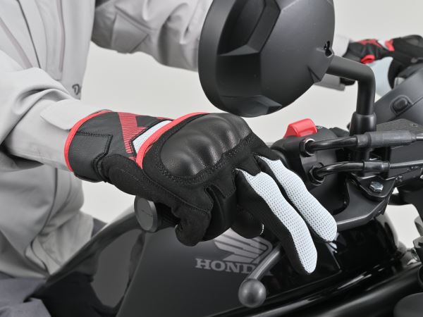 DG-035 レザーメッシュグローブ ブラックホワイトレッド