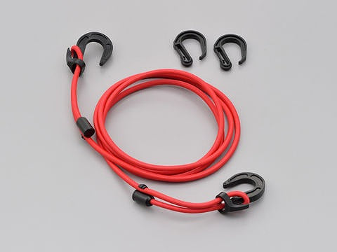ストレッチコードフック レッド 2500mm  ツーリング ネット