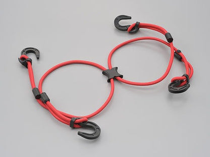 ストレッチコード レッド 1000mm エックスタイプ  ツーリング ネット