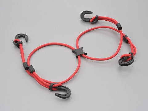 ストレッチコード レッド 1000mm エックスタイプ  ツーリング ネット