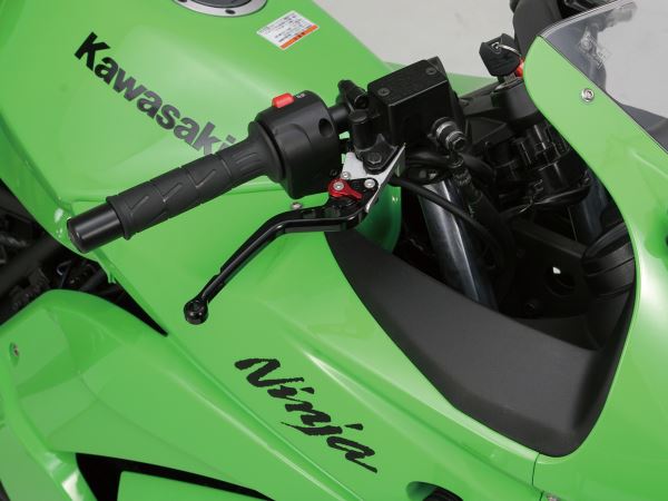 アルミ削り出しアジャストレバー ブレーキレバー NINJA250R(09- ブラック右側
