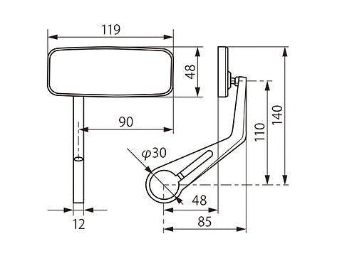 バーエンドミラー アクションタイプ ブラック