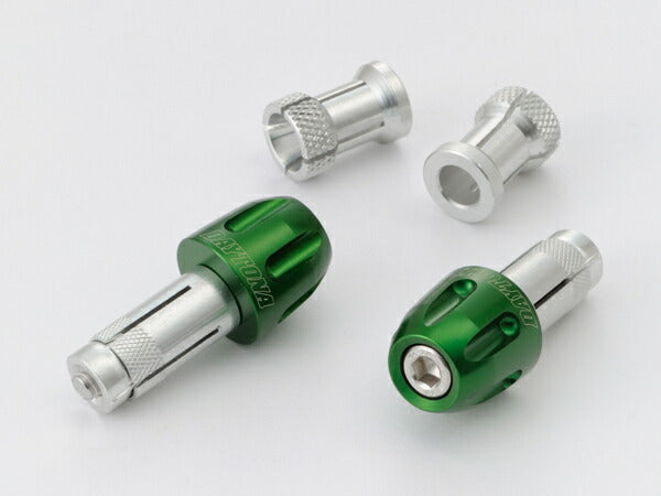 Aluminum Billet Bar End, Green, Handlebar Inner Diameter φ14–φ19, Spinner Type
