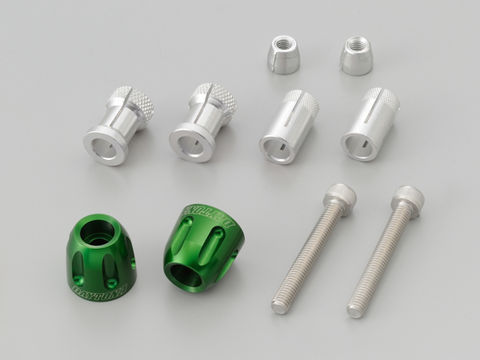 Aluminum Billet Bar End, Green, Handlebar Inner Diameter φ14–φ19, Spinner Type
