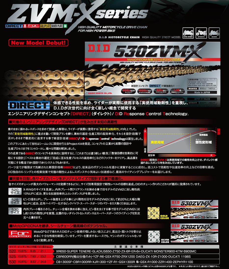Crimp type ZVM-X Series X-ring sealed chain Silver/Silver