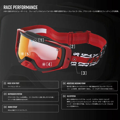 エアースペース ロールオフゴーグル ストレイ グレー/レッド