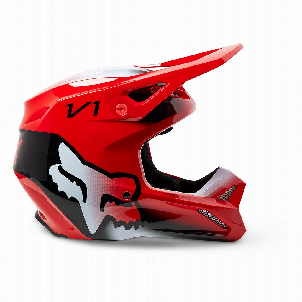 ユース V1ヘルメット トキシック フローレッド