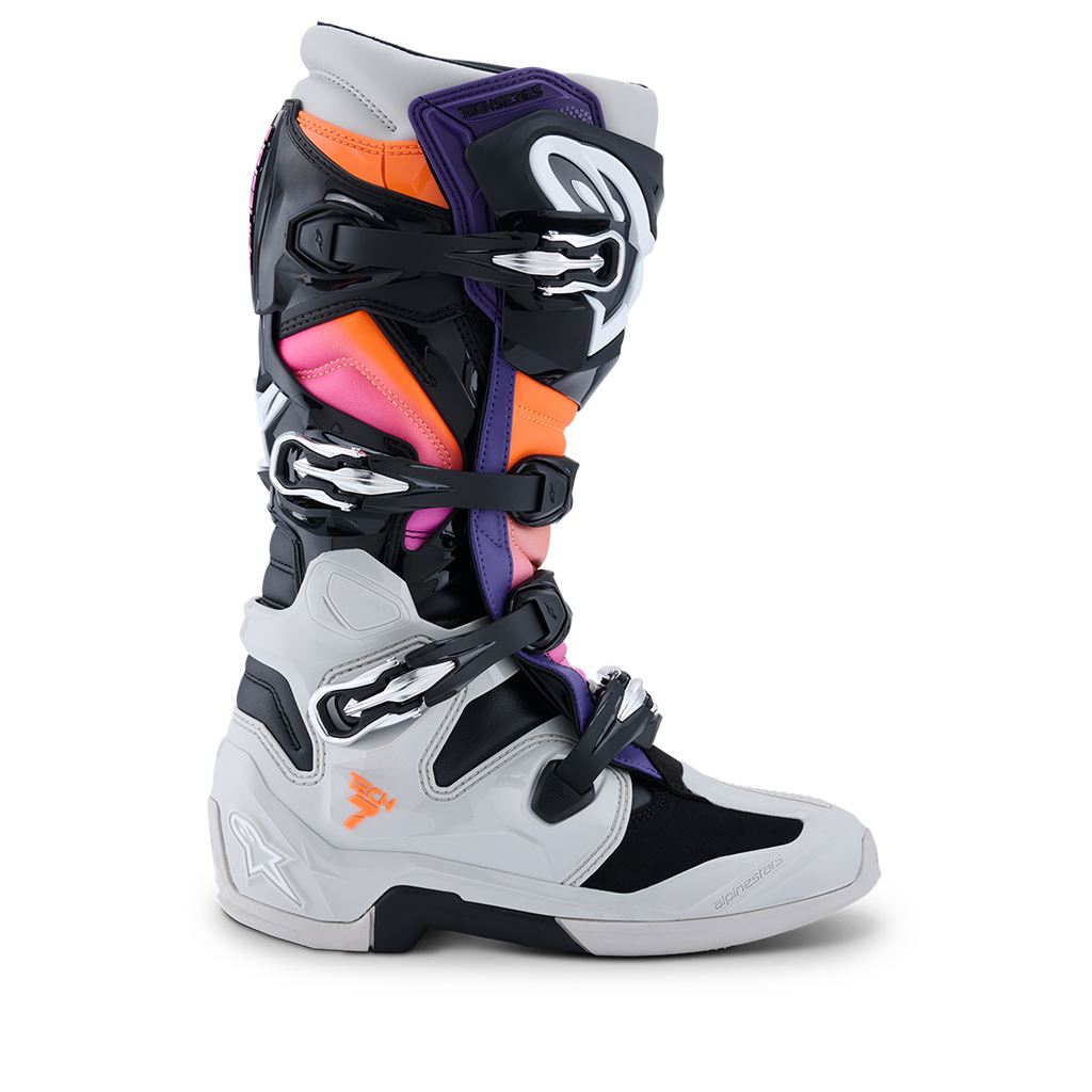 TECH7 Boots Black/Light Gray/Orange Fluo/Magenta