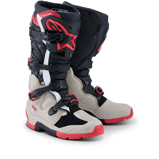 TECH7 Enduro Boots Black/Light Gray/Bright Red