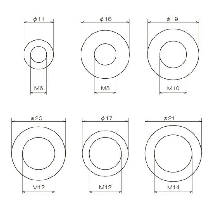 Aluminum Gasket Washers 50pcs M12 20x12 t=1.5
