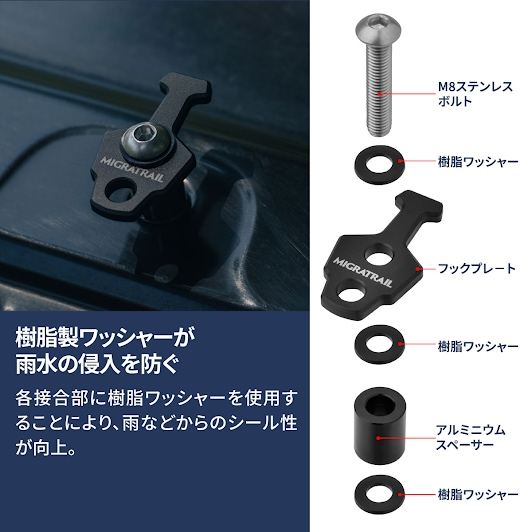 カージョイントフック NV200バネット専用 30mm×55mm×高さ33mm 3個入